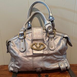 Valentino Metallic Leather Catch Satchel